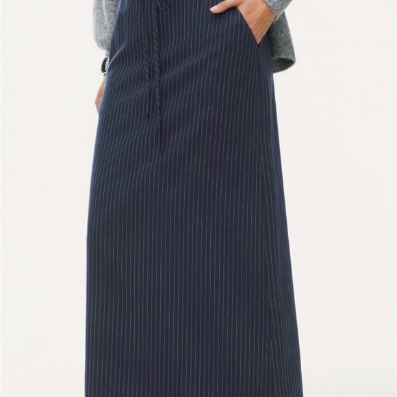 Cider Dresses & Skirts - Cider Navy Pinstripe Drawstring Maxi Skirt